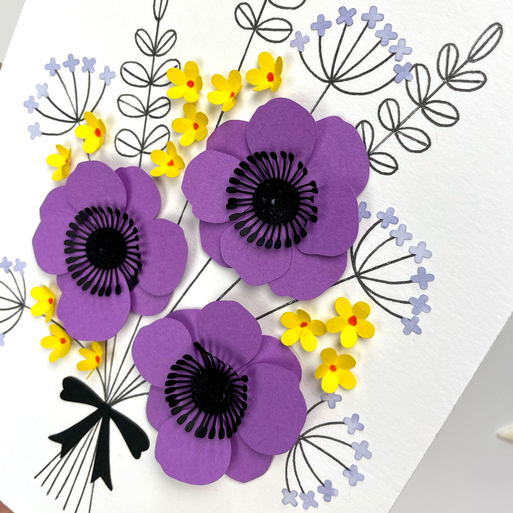 3D Flower Card Template, Anemone Greeting Card for Cutting Machines
