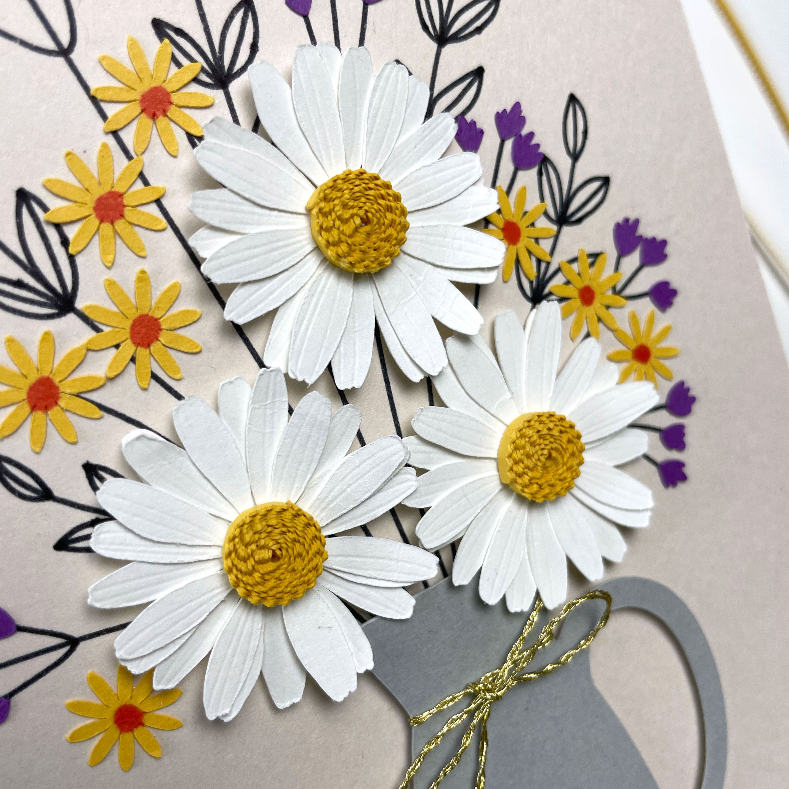 3D Flower Card Template, Daisy Greeting Card for Cutting Machines