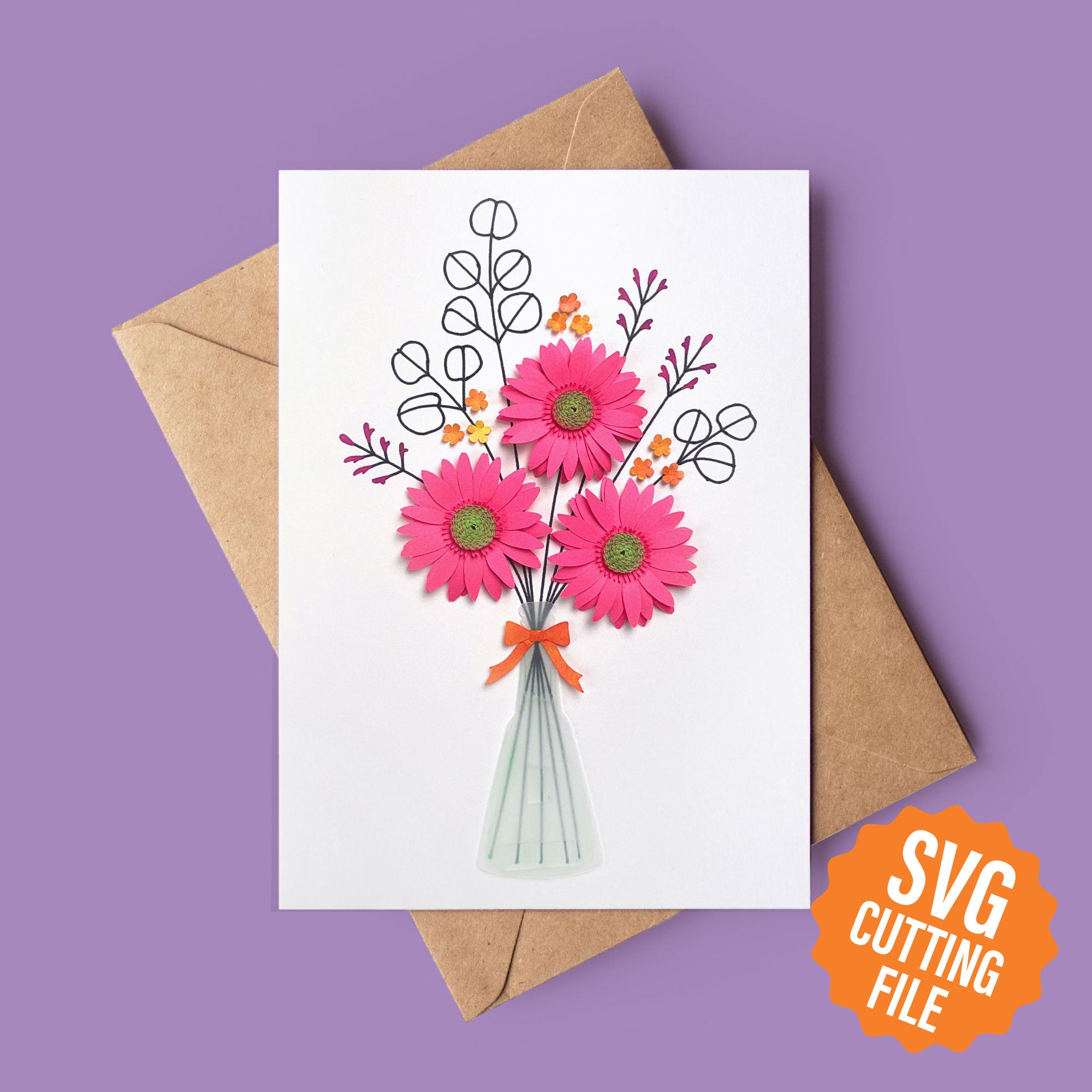 Bundle: 3D Flower Cards, Four Greeting Card SVG Templates forCutting M ...