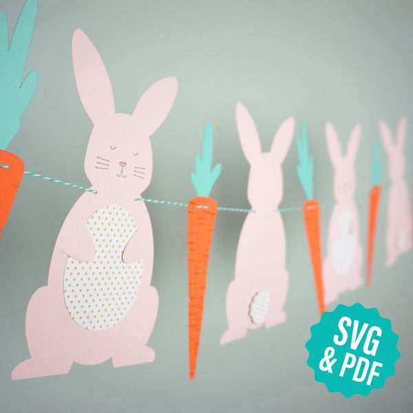 Easter Bunny Garland Template for Cutting Machines or Hand Cutting