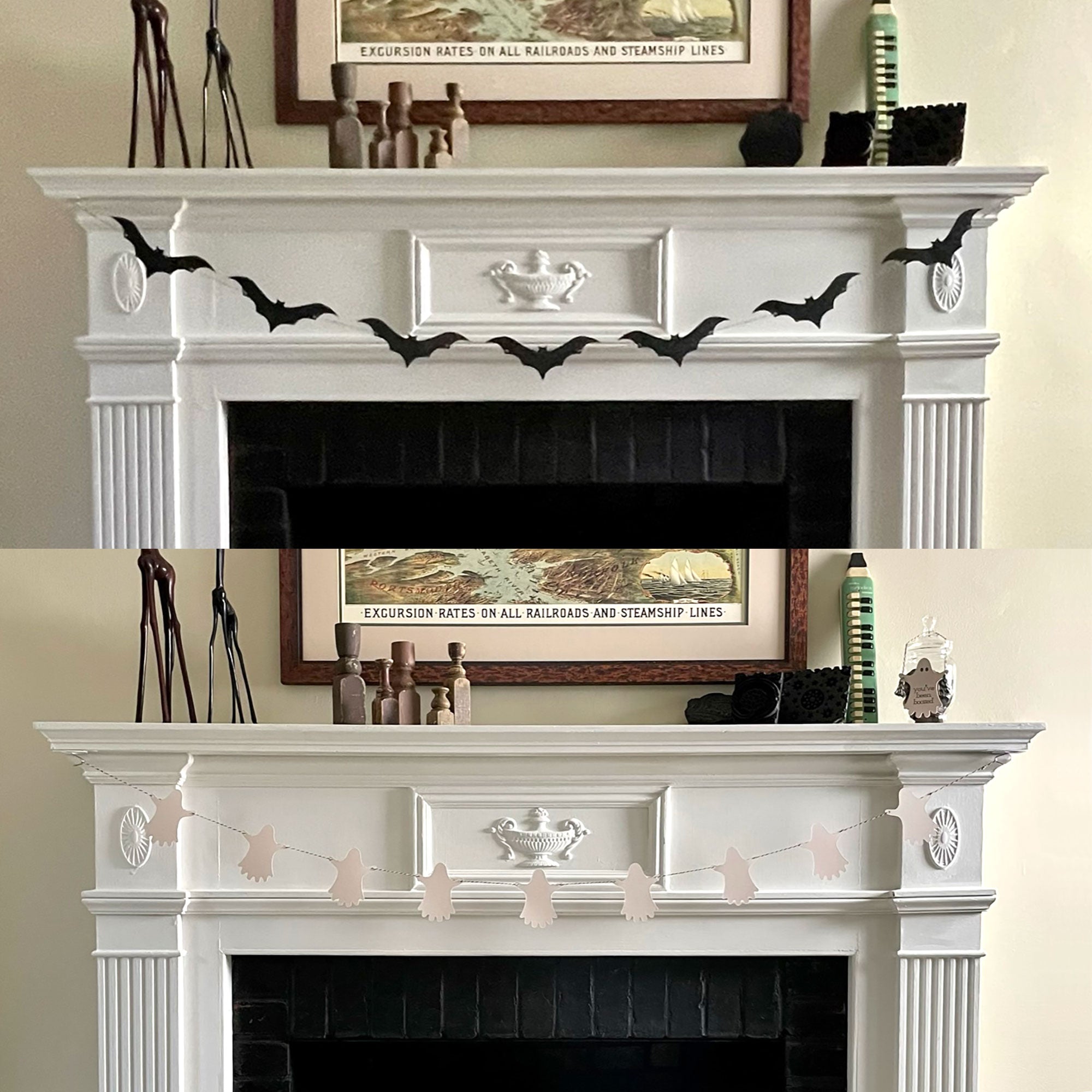 Bat & Ghost Garland Template for Hand Cutting or Cutting Machines